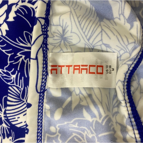 NWT Attracto Blue White Tankini Top 10 Adjustable Strap Tie Detail Floral - Picture 6 of 8